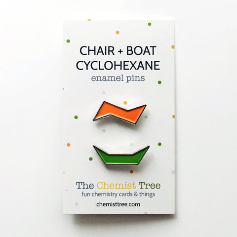 Chair + Boat Cyclohexane Enamel Pin Set