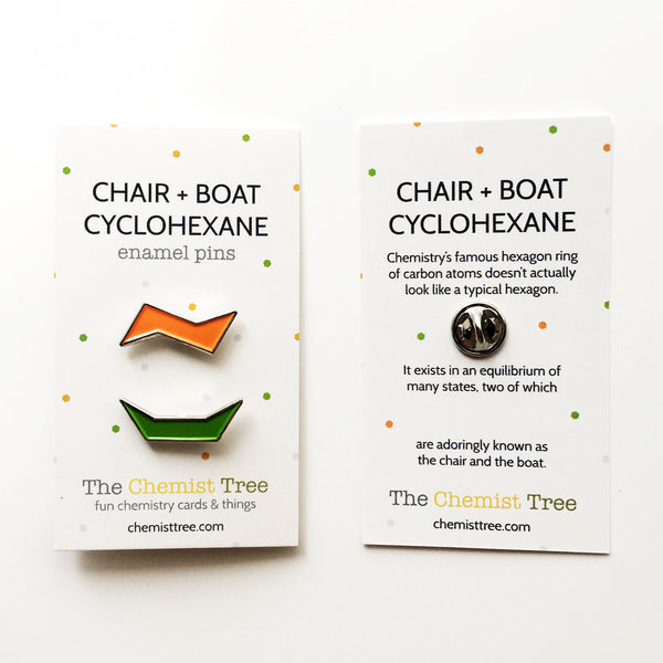 Chair + Boat Cyclohexane Enamel Pin Set