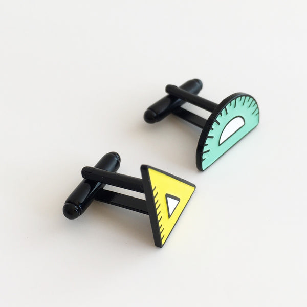 Protractor + Set Square Cufflinks