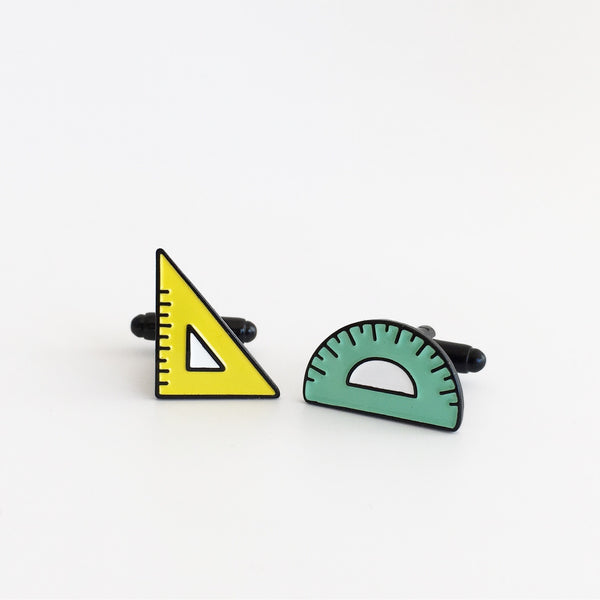 Protractor + Set Square Cufflinks