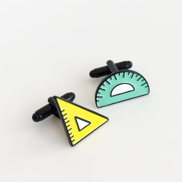 Protractor + Set Square Cufflinks